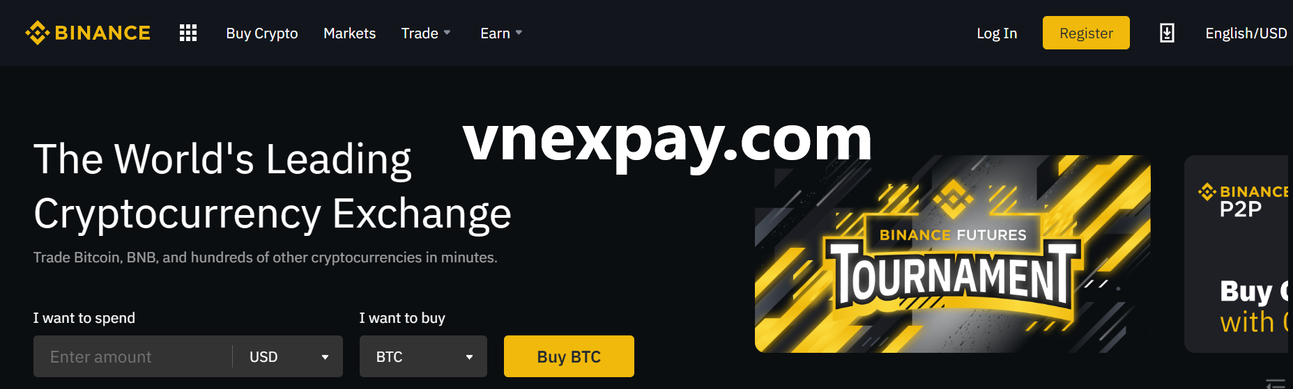 Hướng dẫn ký sàn Binance nhận và chuyển Bitcoin, Ethereum, USDT miễn phí khi giao dịch tại Vnexpay.com